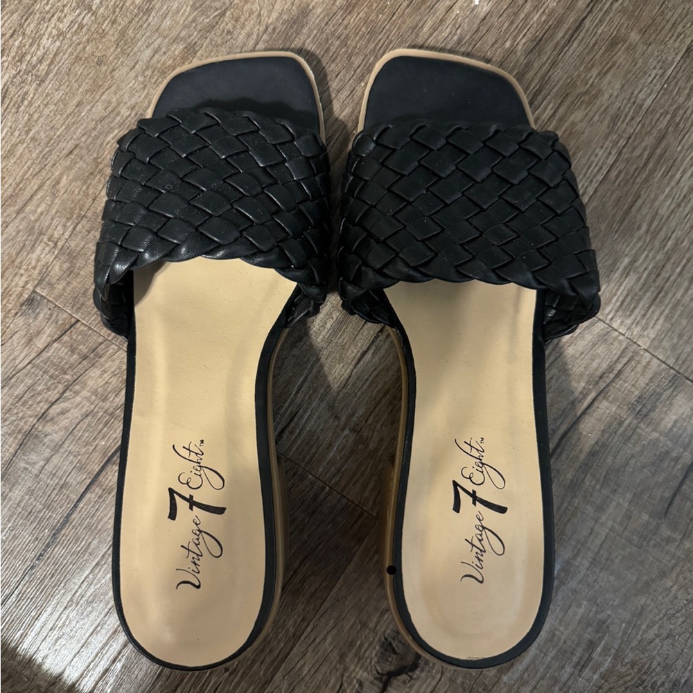 Black Woven Women's Sandals